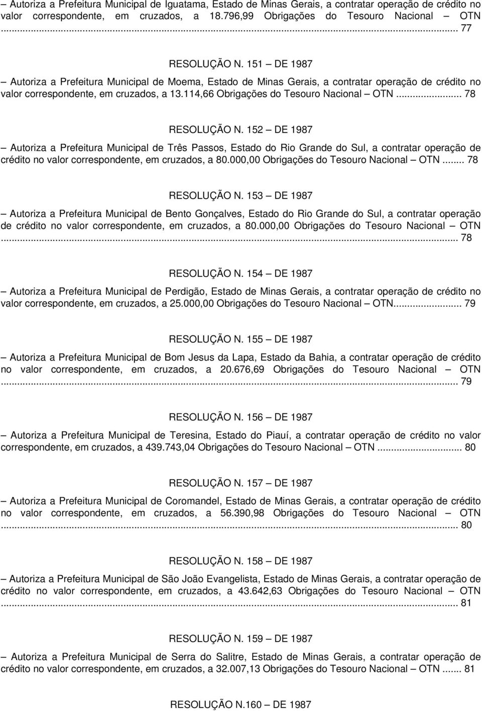 114,66 Obrigações do Tesouro Nacional OTN... 78 RESOLUÇÃO N.