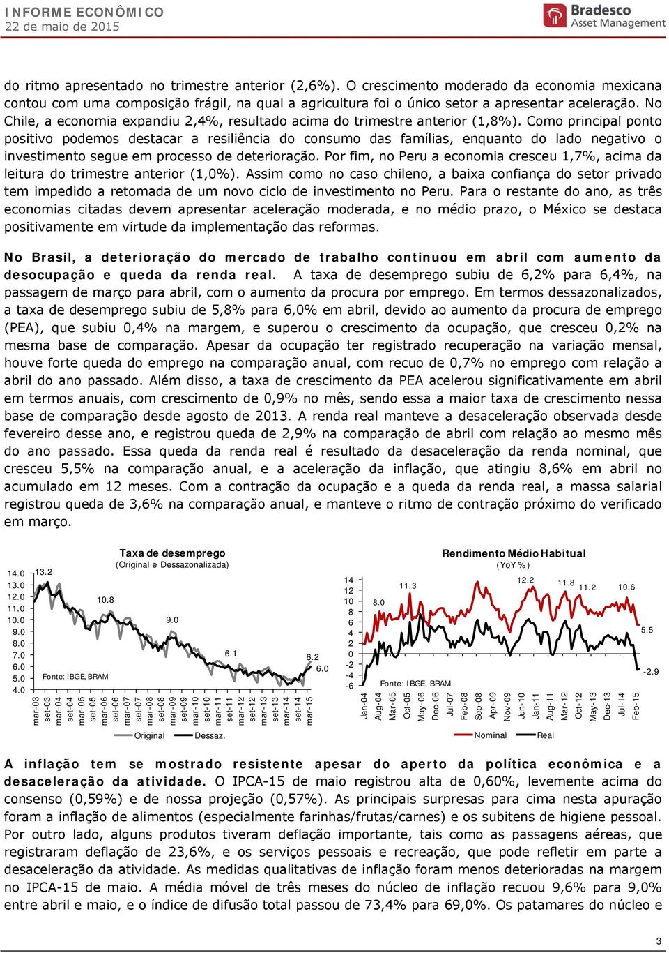 Como principal ponto positivo podemos destacar a resiliência do consumo das famílias, enquanto do lado negativo o investimento segue em processo de deterioração.