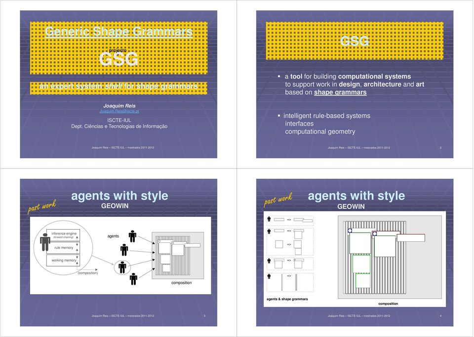 Ciências e Tecnologias de Informação GSG a tool for building computational systems to support work in design,