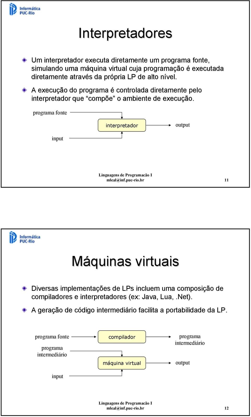 programa fonte interpretador output input mleal@inf.puc-rio.