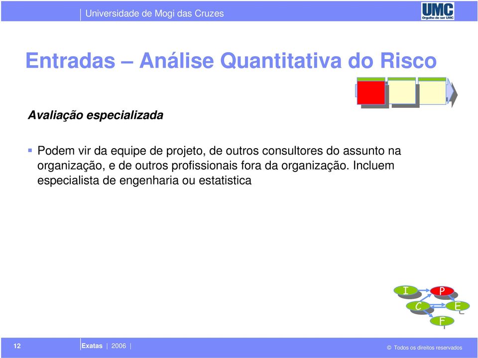 consultores do assunto na organização, e outros profissionais