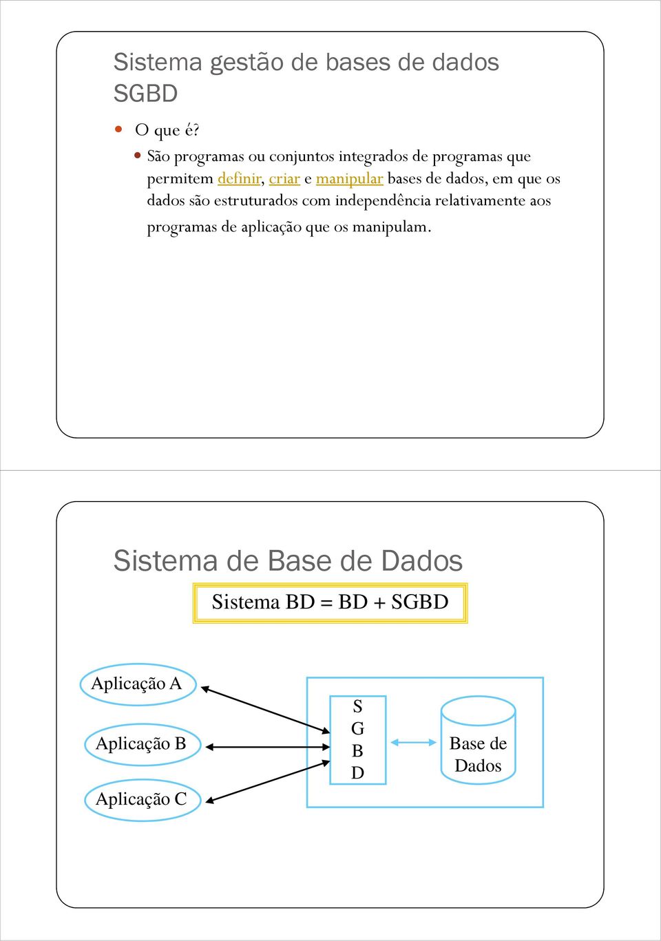 bases de dados, em que os dados são estruturados com independência relativamente aos