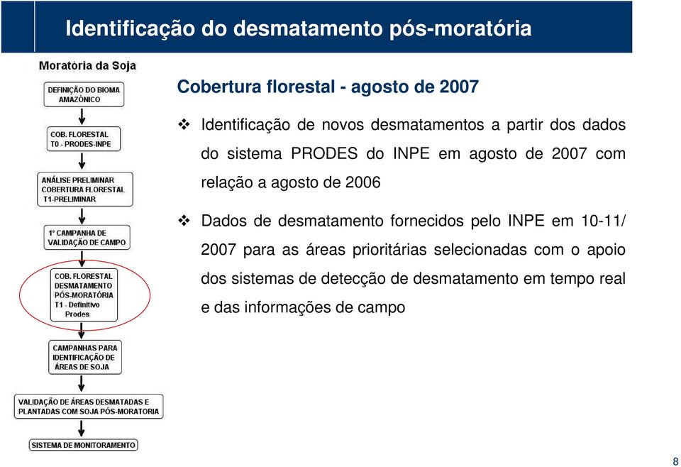 com relação a agosto de 2006 Dados de desmatamento fornecidos pelo INPE em 10-11/ 2007 para as áreas