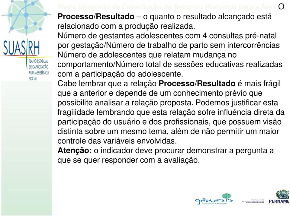 sessões educativas realizadas com a participação do adolescente.