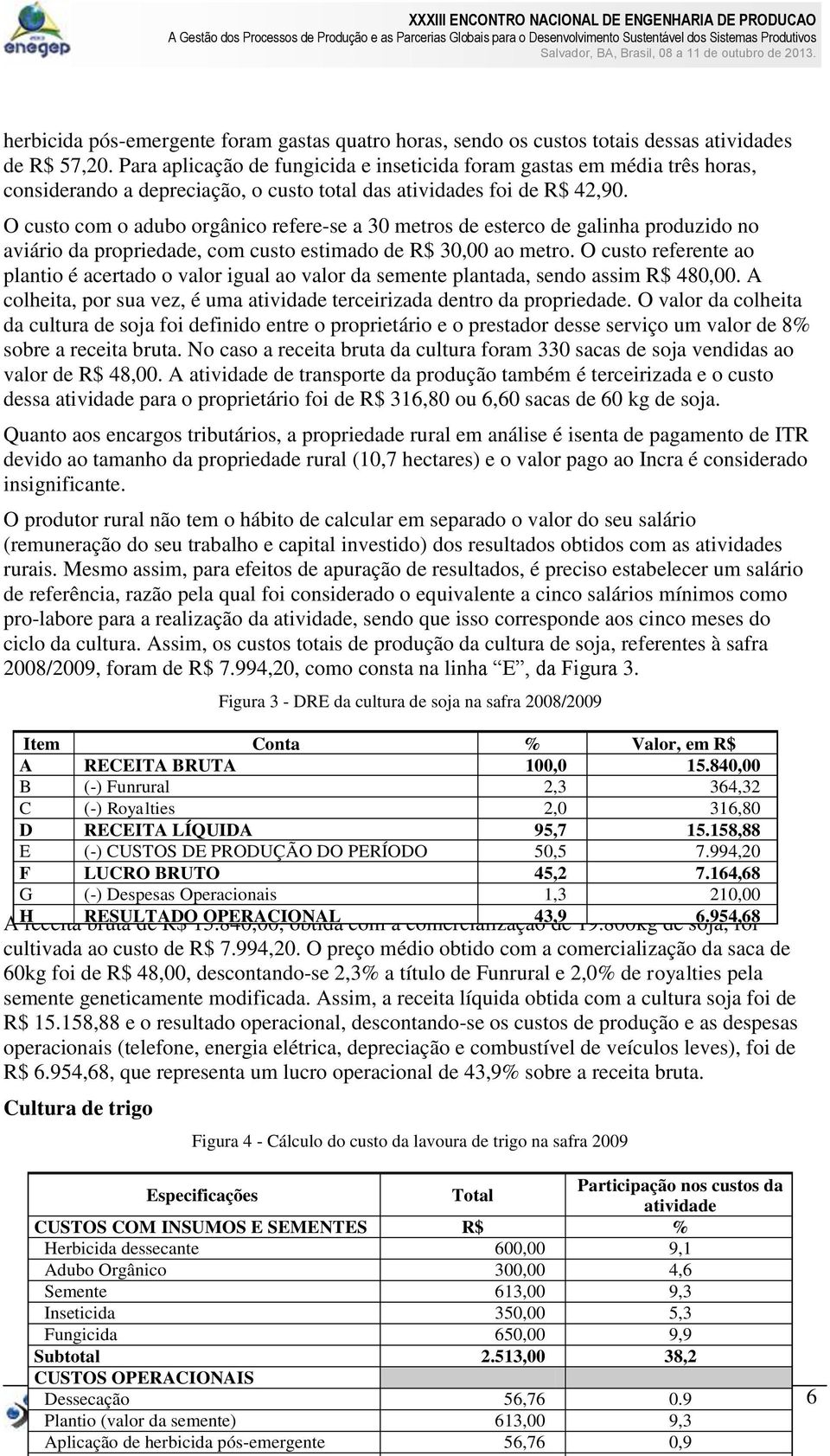 O custo com o adubo orgânico refere-se a 30 metros de esterco de galinha produzido no aviário da propriedade, com custo estimado de R$ 30,00 ao metro.