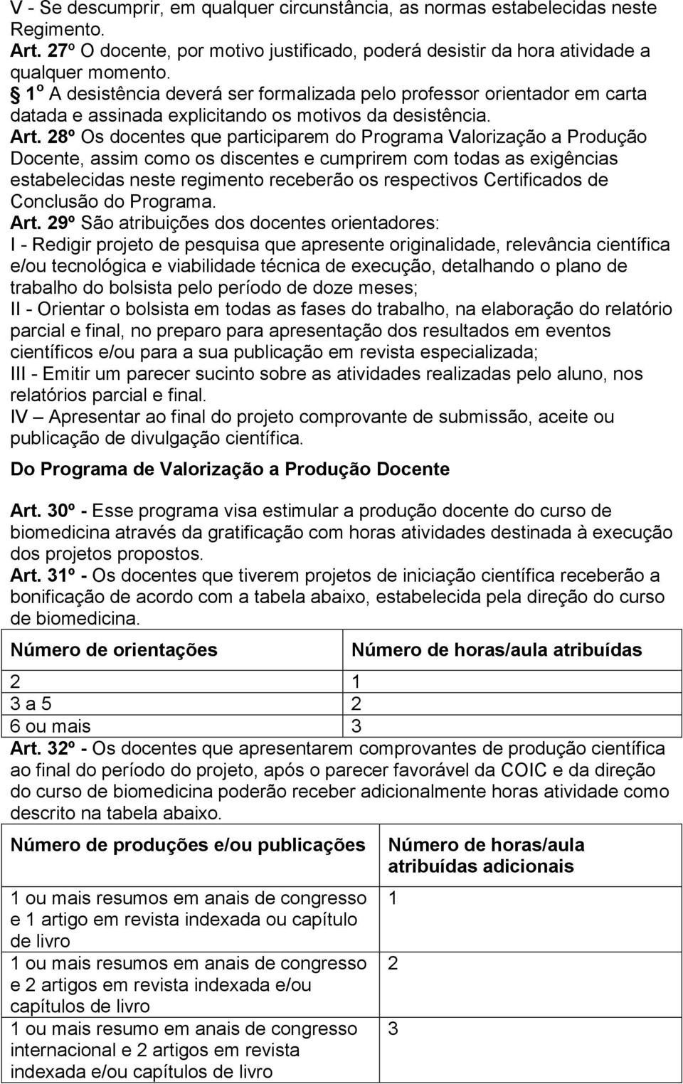 28º Os docentes que participarem do Programa Valorização a Produção Docente, assim como os discentes e cumprirem com todas as exigências estabelecidas neste regimento receberão os respectivos