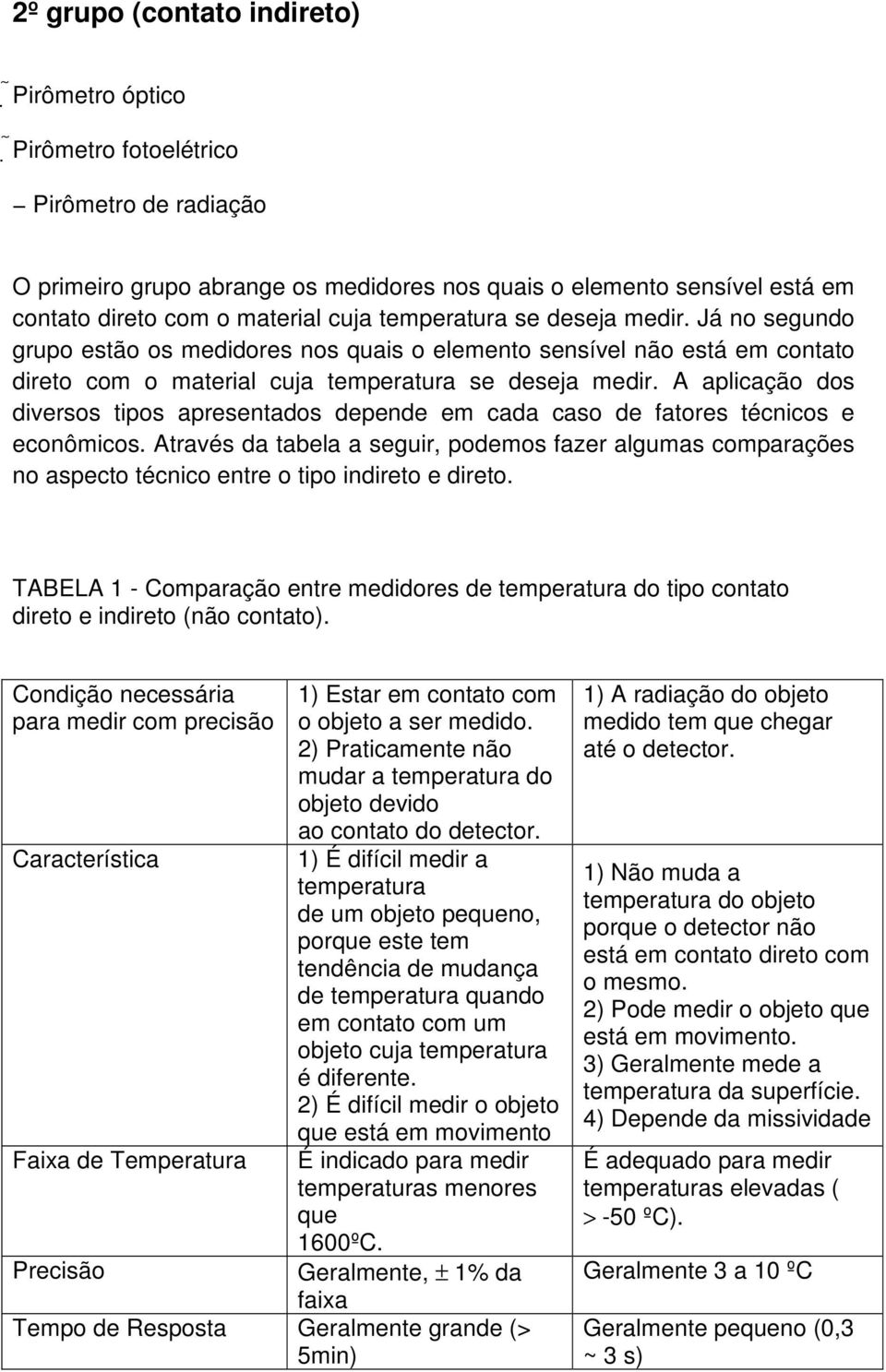 A aplicação dos diversos tipos apresentados depende em cada caso de fatores técnicos e econômicos.