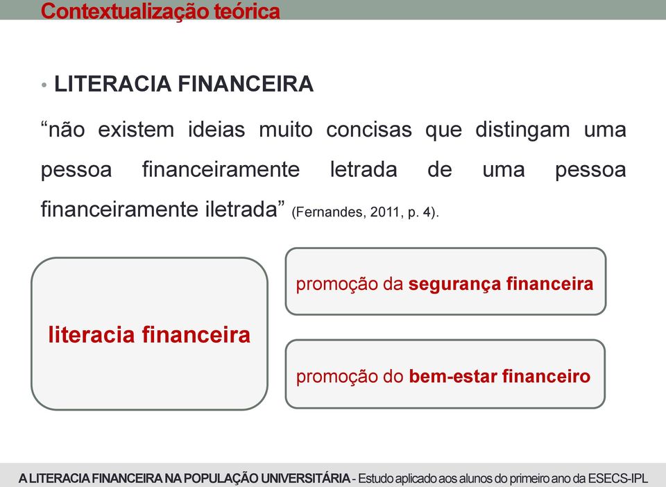 uma pessoa financeiramente iletrada (Fernandes, 2011, p. 4).