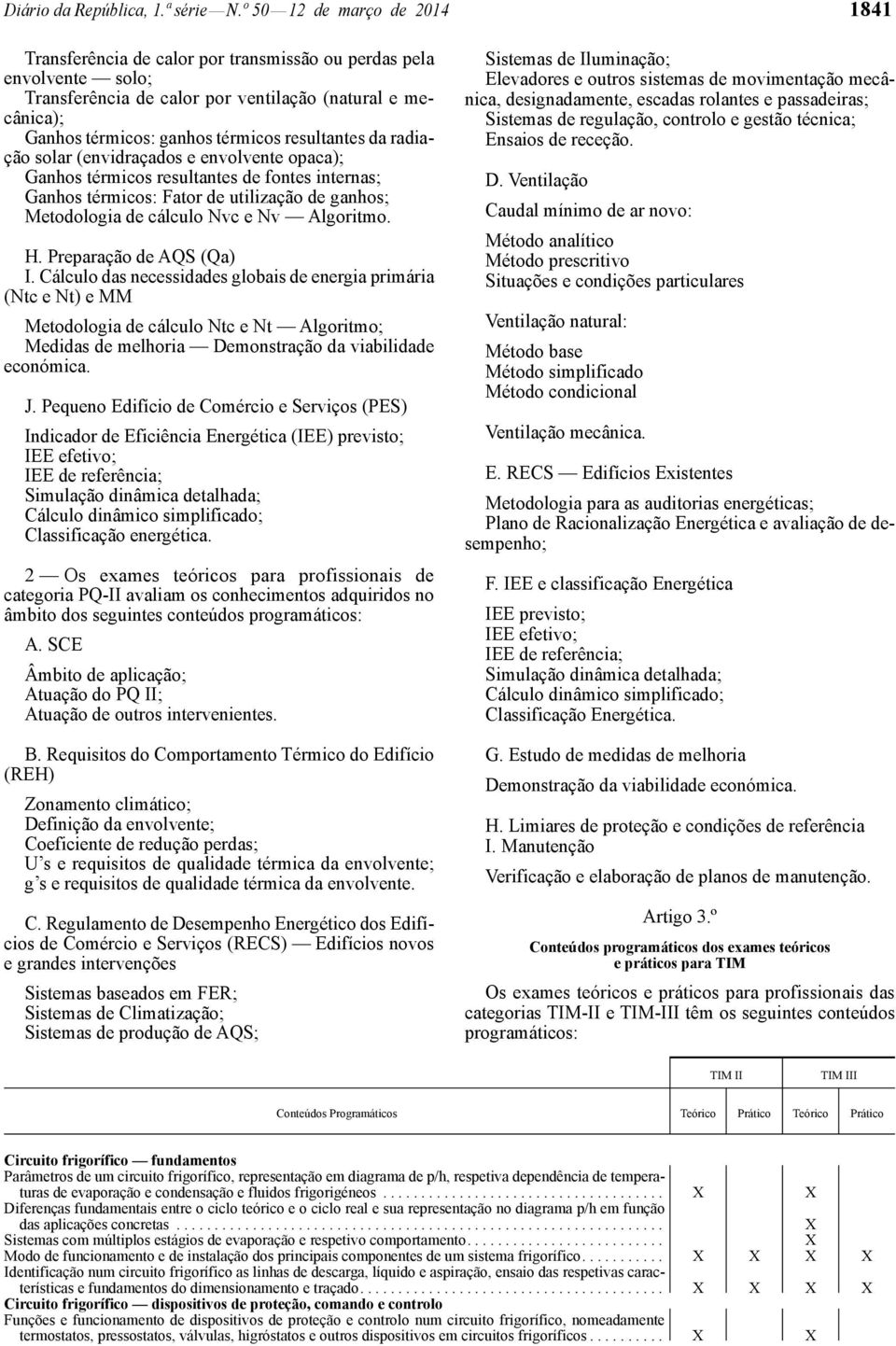 opaca); Ganhos térmicos resultantes de fontes internas; Ganhos térmicos: Fator de utilização de ganhos; Metodologia de cálculo Nvc e Nv Algoritmo. H. Preparação de AQS (Qa) I.