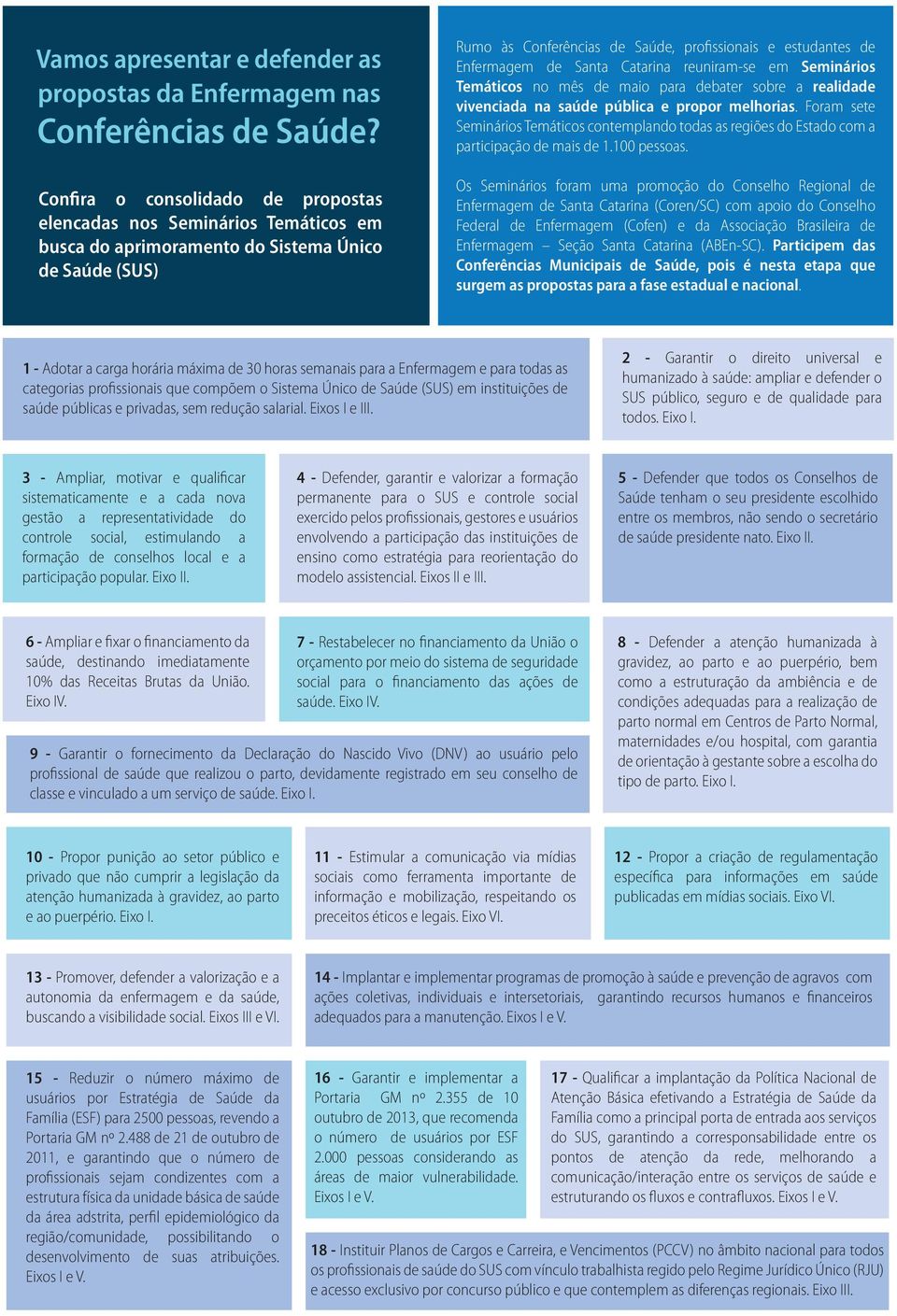 de Santa Catarina reuniram-se em Seminários Temáticos no mês de maio para debater sobre a realidade vivenciada na saúde pública e propor melhorias.