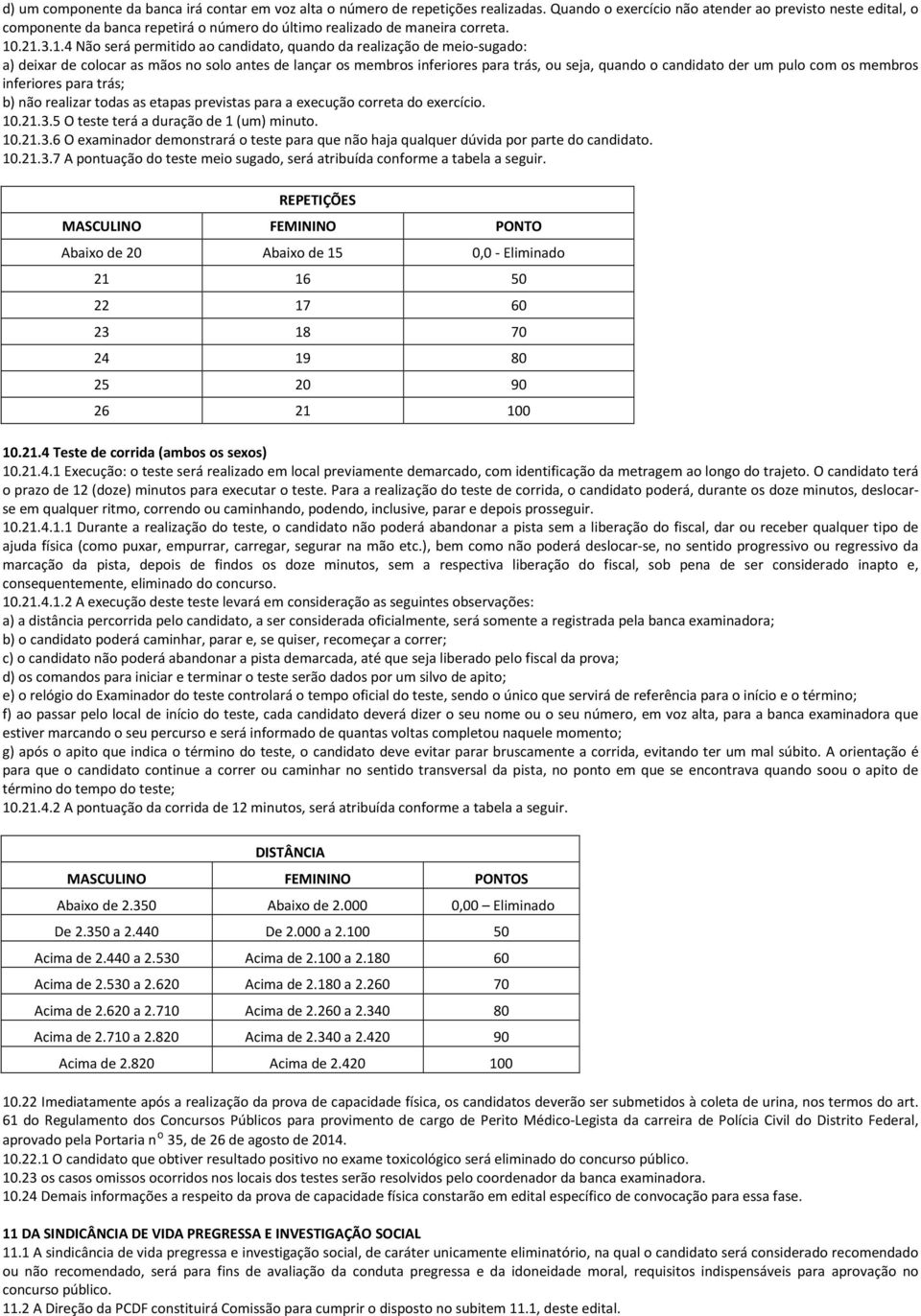 .21.3.1.4 Não será permitido ao candidato, quando da realização de meio-sugado: a) deixar de colocar as mãos no solo antes de lançar os membros inferiores para trás, ou seja, quando o candidato der