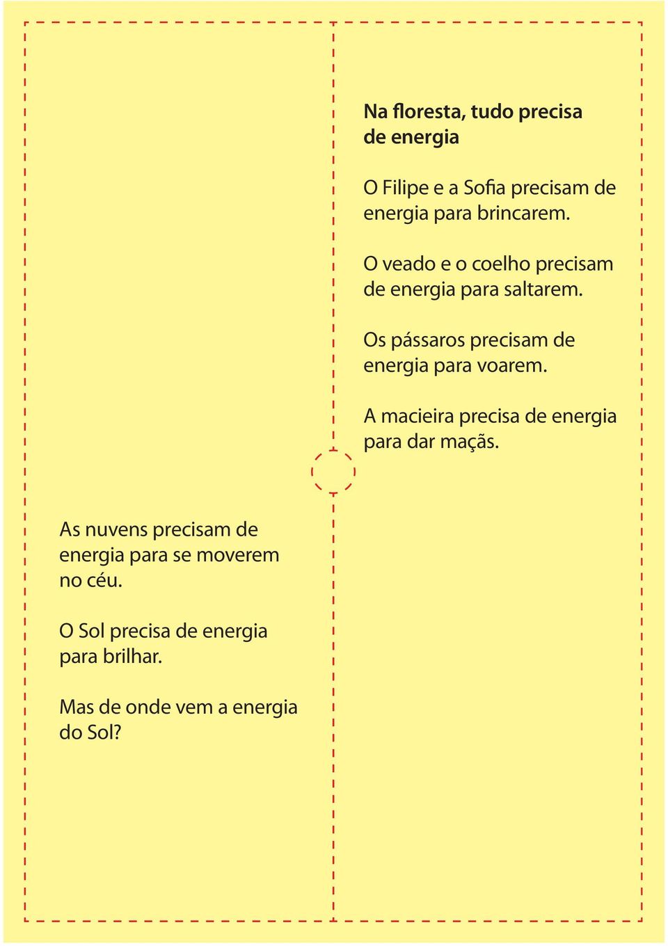 Os pássaros precisam de energia para voarem. A macieira precisa de energia para dar maçãs.