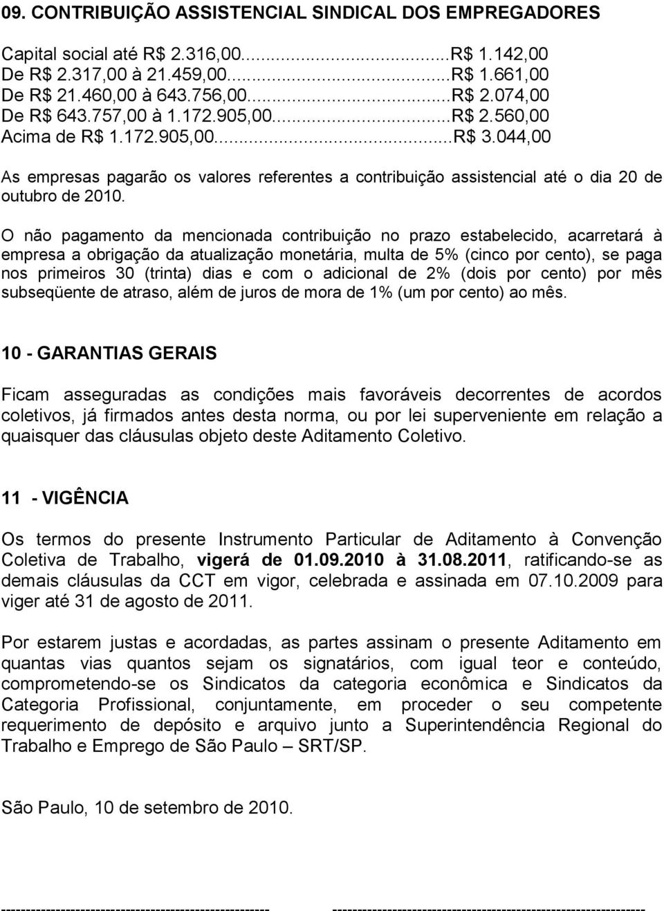 O não pagamento da mencionada contribuição no prazo estabelecido, acarretará à empresa a obrigação da atualização monetária, multa de 5% (cinco por cento), se paga nos primeiros 30 (trinta) dias e