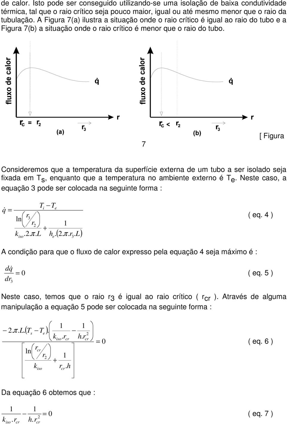 7 [ Figura Cnsiderems que a temperatura da superfície externa de um tub a ser islad seja fixada em T s, enquant que a temperatura n ambiente extern é T e.