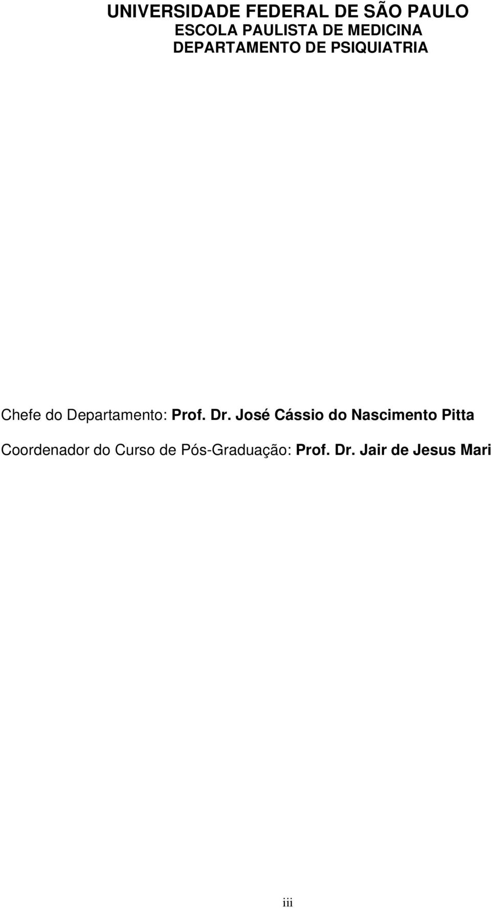 Departamento: Prof. Dr.