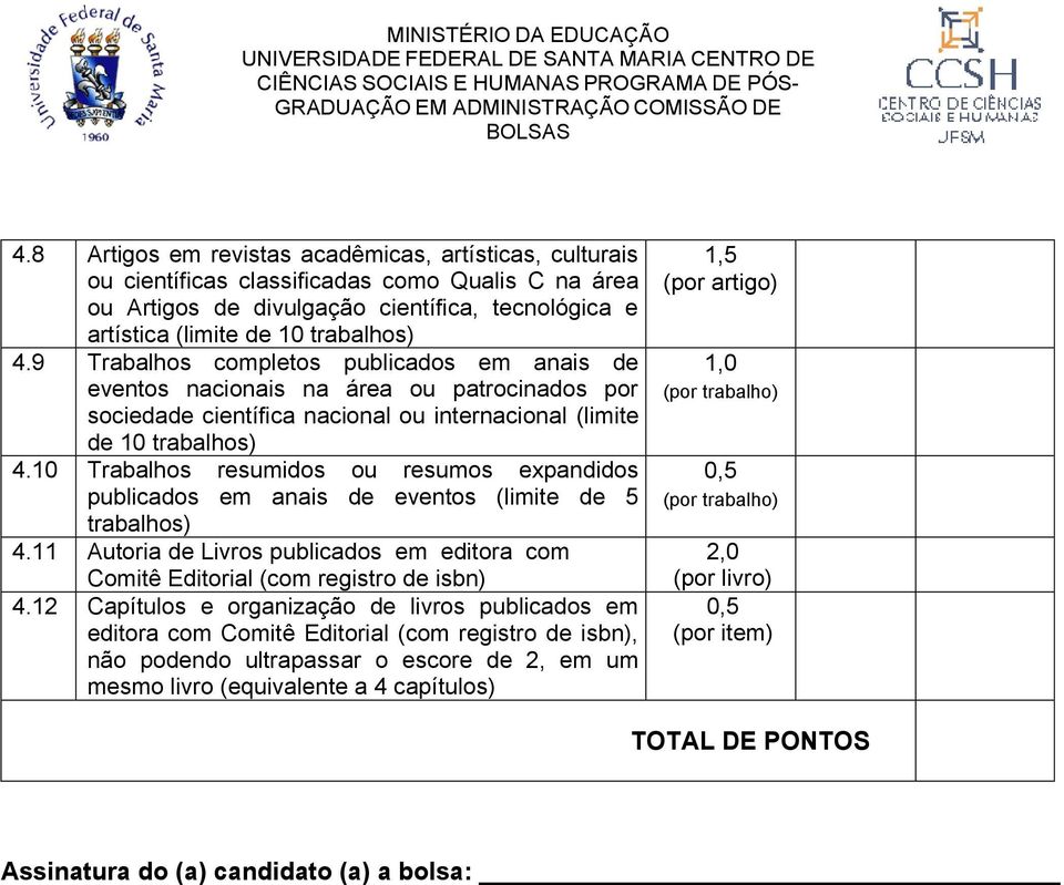 9 Trabalhos completos publicados em anais de eventos nacionais na área ou patrocinados por sociedade científica nacional ou internacional (limite de 10 trabalhos) 4.