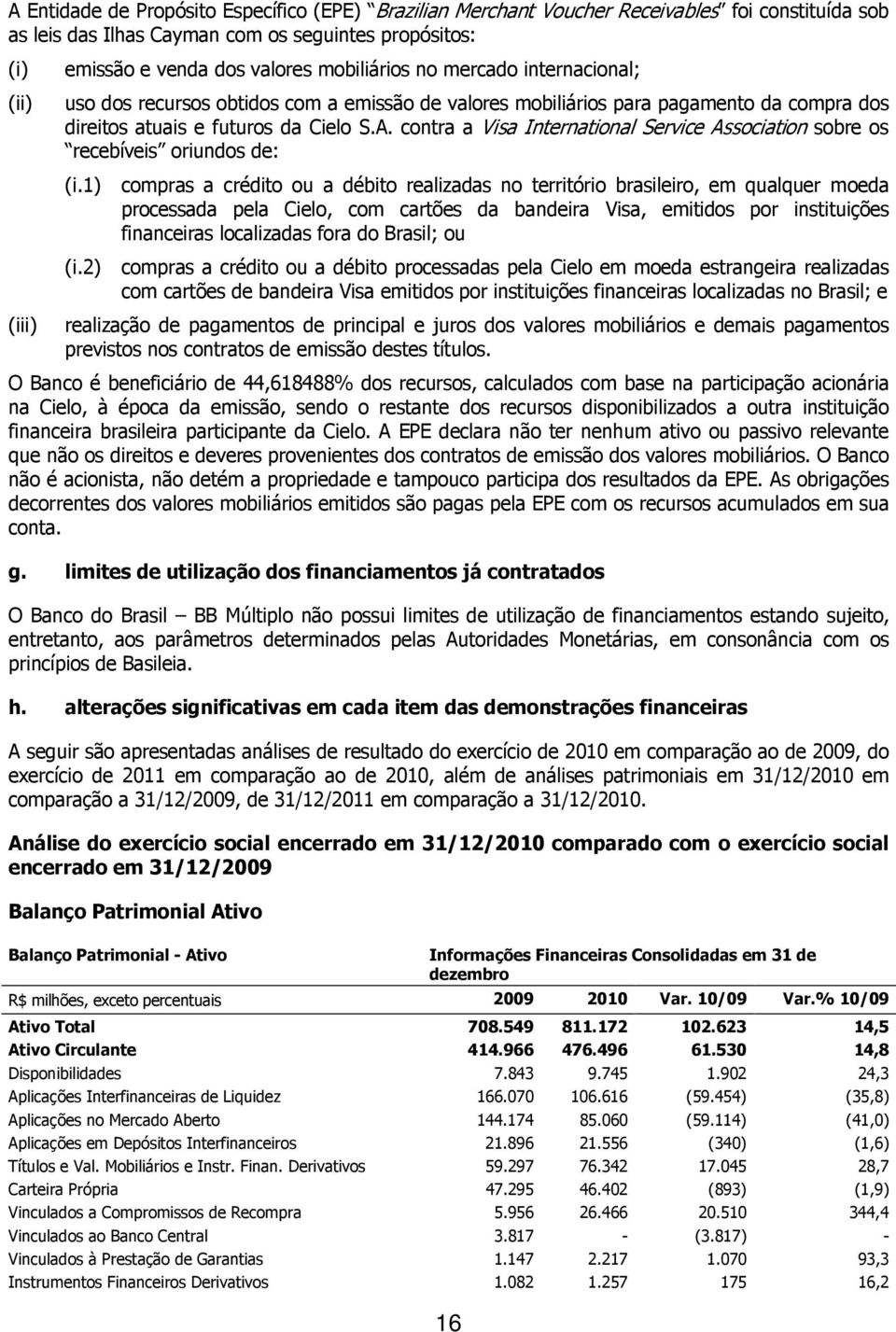 contra a Visa International Service Association sobre os recebíveis oriundos de: (i.