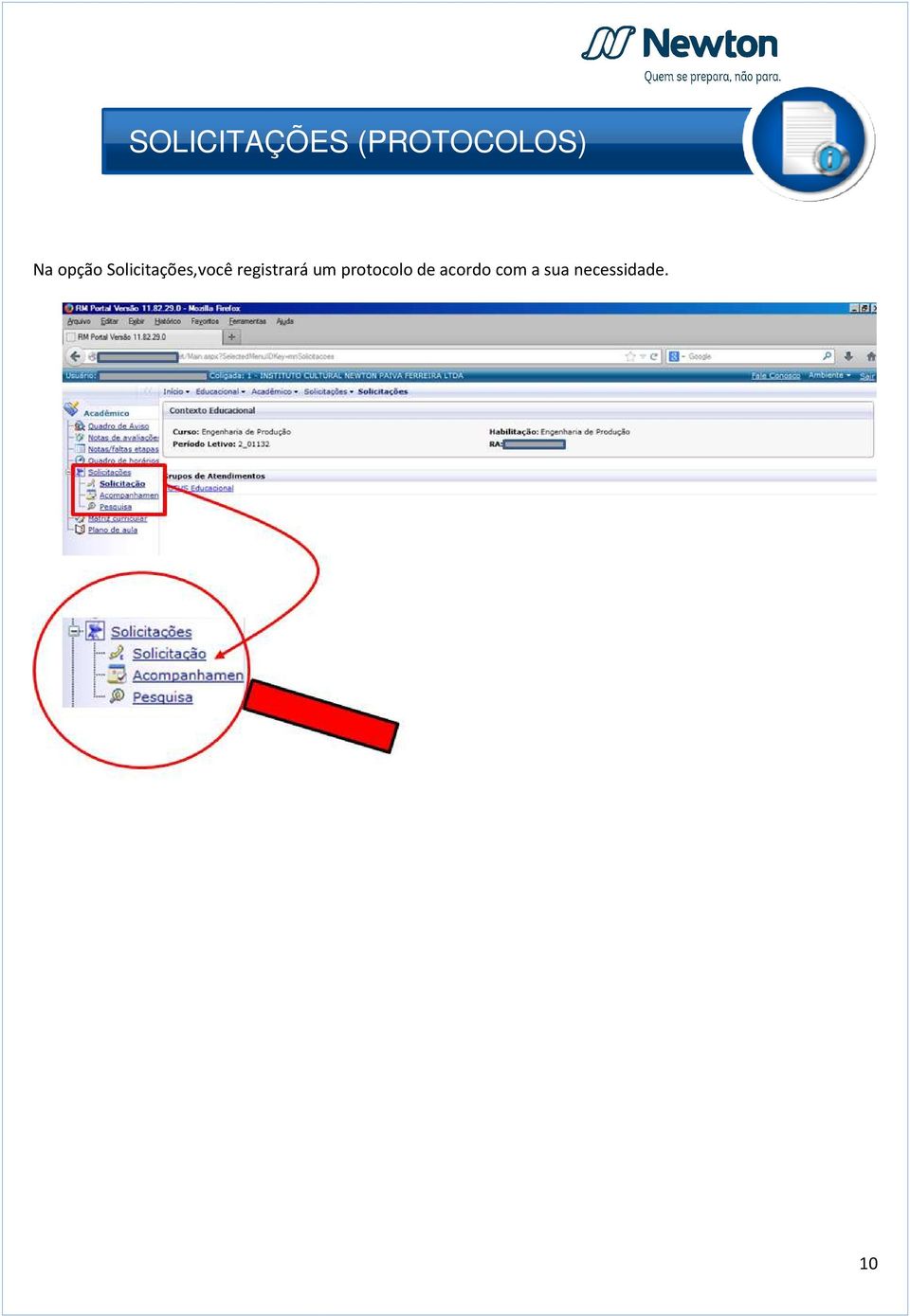 registrará um protocolo de