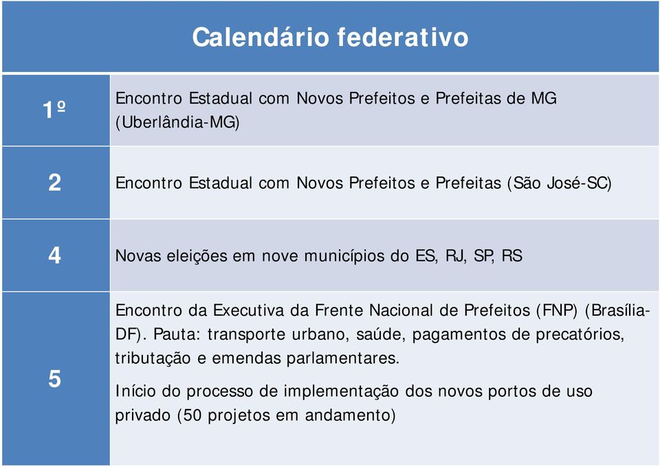 Nacional de Prefeitos (FNP) (Brasília- DF).
