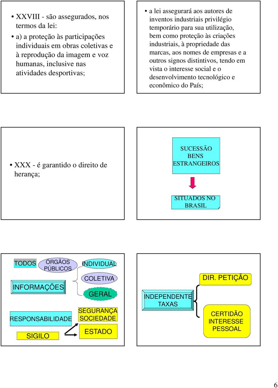 e a outros signos distintivos, tendo em vista o interesse social e o desenvolvimento tecnológico e econômico do País; XXX - é garantido o direito de herança; SUCESSÃO BENS ESTRANGEIROS