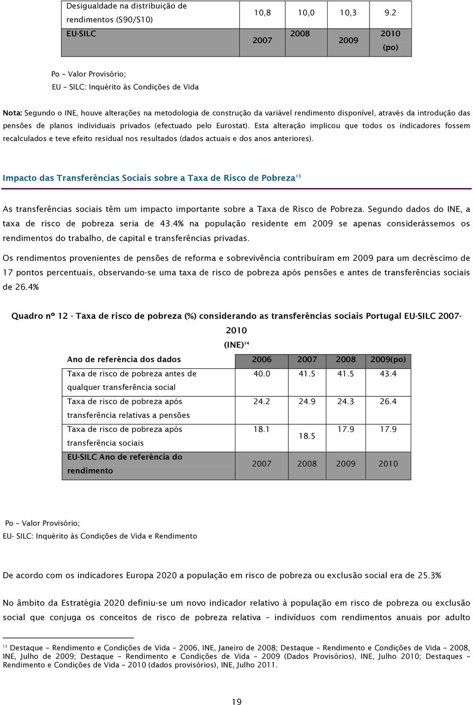 da introdução das pensões de planos individuais privados (efectuado pelo Eurostat).