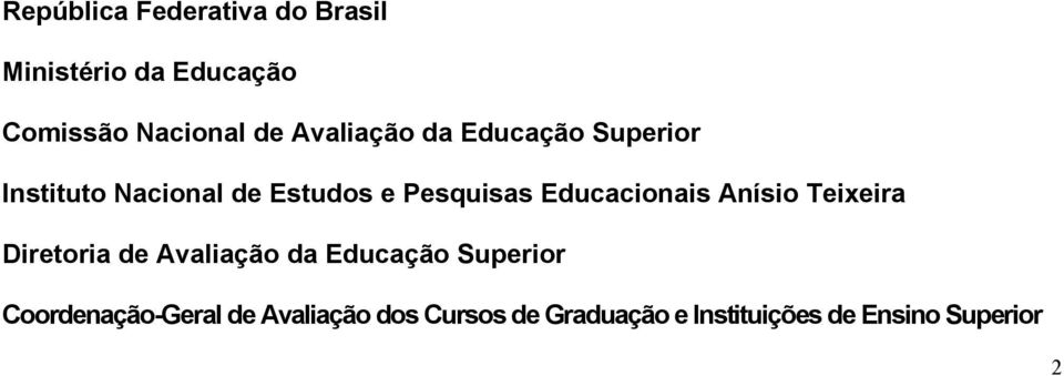 Educacionais Anísio Teixeira Diretoria de Avaliação da Educação Superior