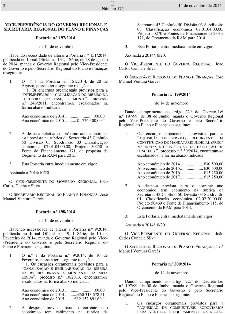 º 131, I Série, de 28 de agosto de 2014, manda o Governo Regional pelo Vice-Presidente do Governo e pelo Secretário Regional do Plano e Finanças o seguinte: 1. O n.º 1 da Portaria n.