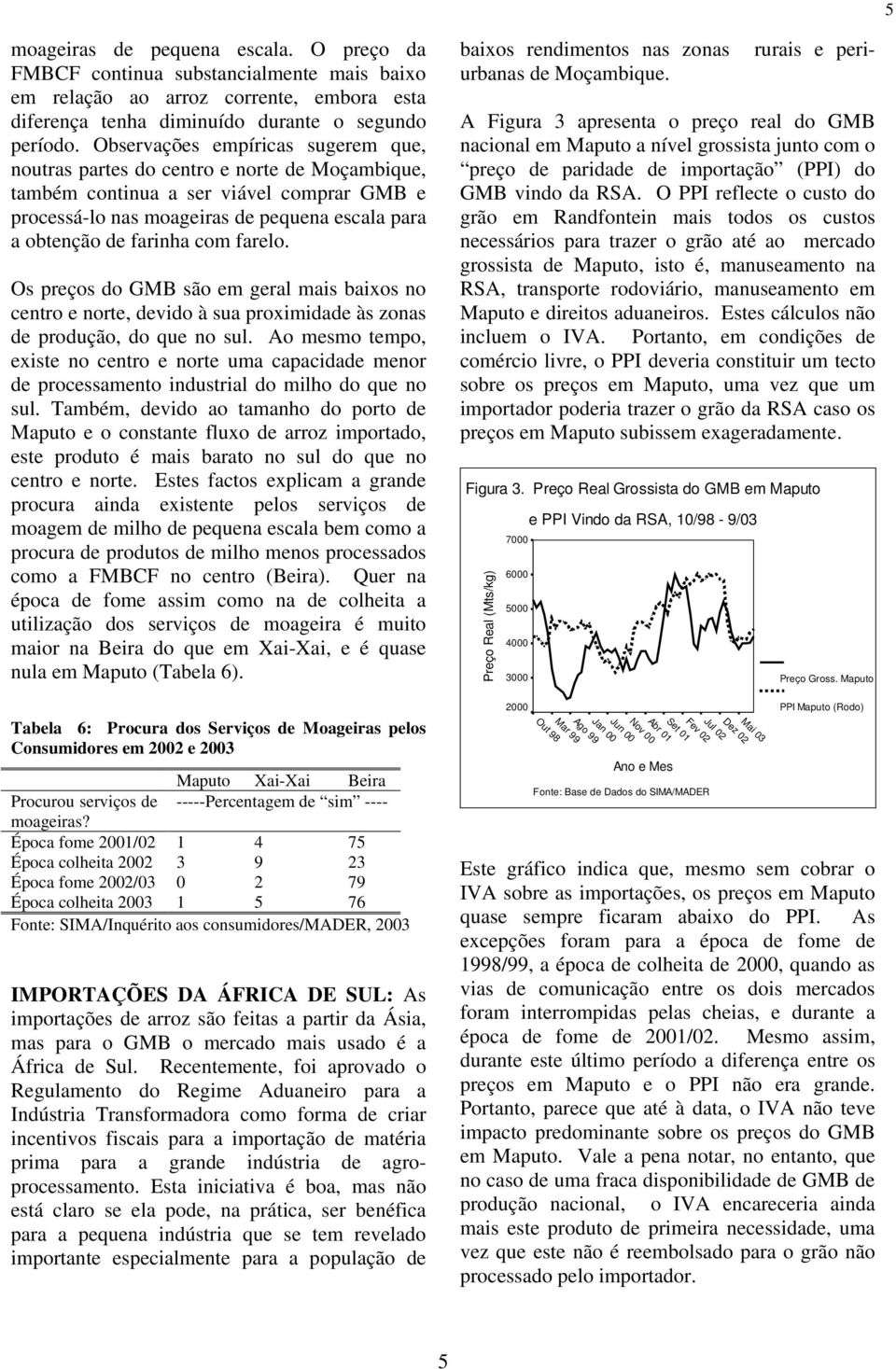 com farelo. Os preços do GMB são em geral mais baixos no centro e norte, devido à sua proximidade às zonas de produção, do que no sul.