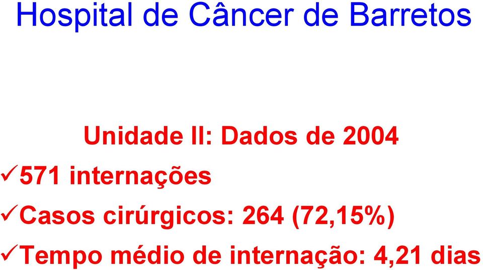 internações Casos cirúrgicos: 264