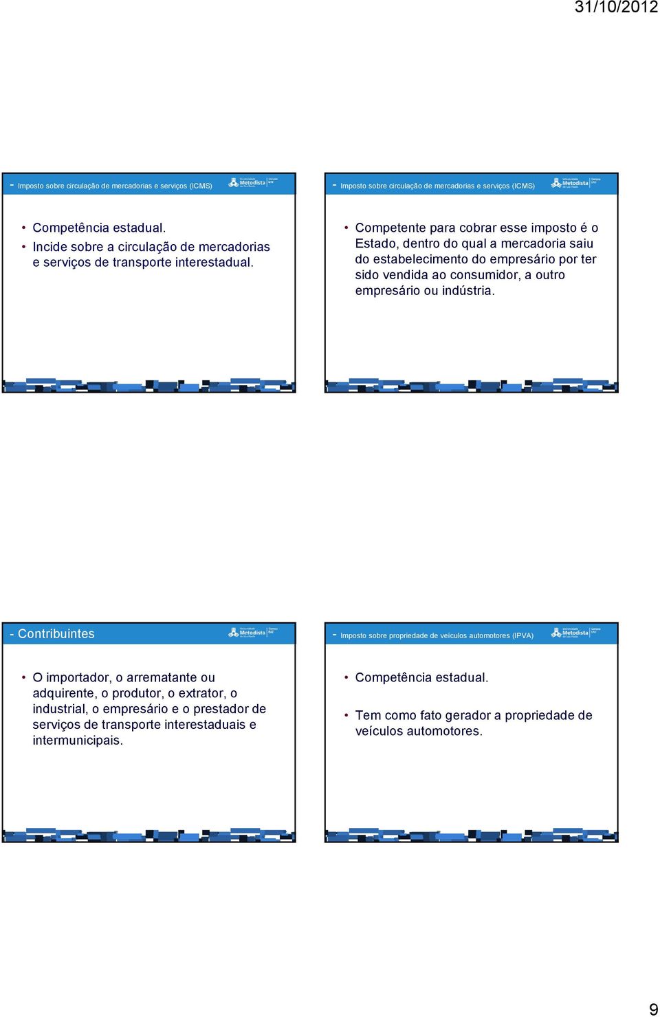 Competente para cobrar esse imposto é o Estado, dentro do qual a mercadoria saiu do estabelecimento do empresário por ter sido vendida ao consumidor, a outro empresário ou indústria.