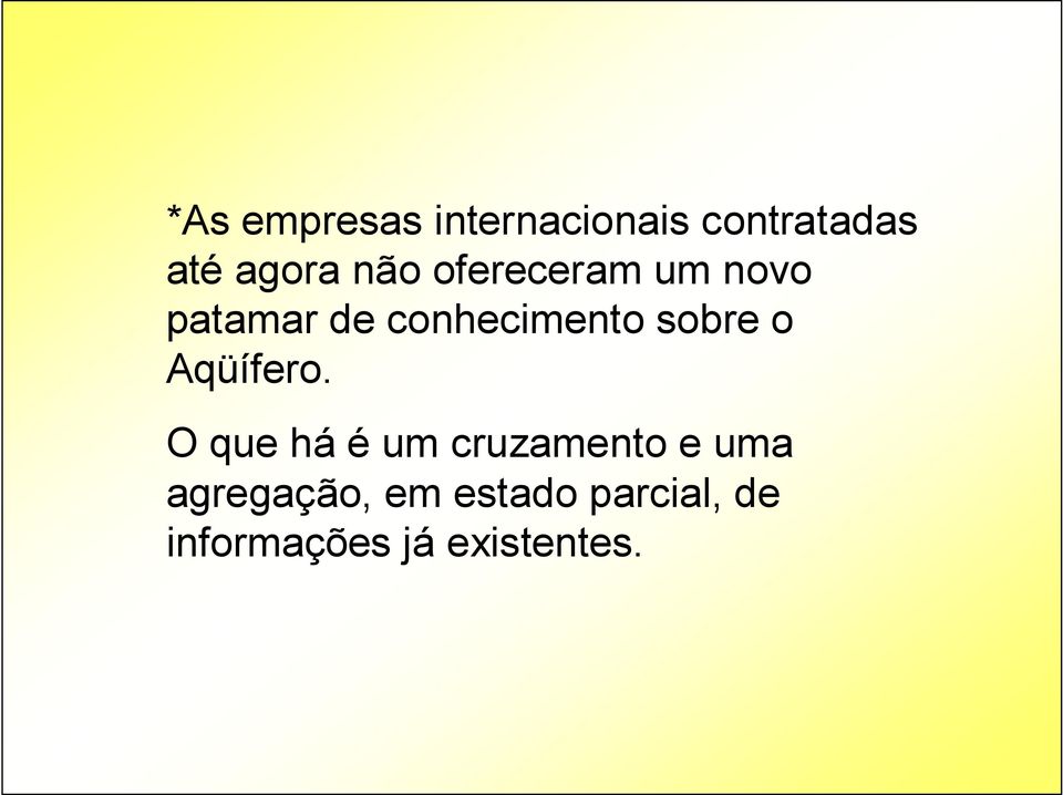 sobre o Aqüífero.