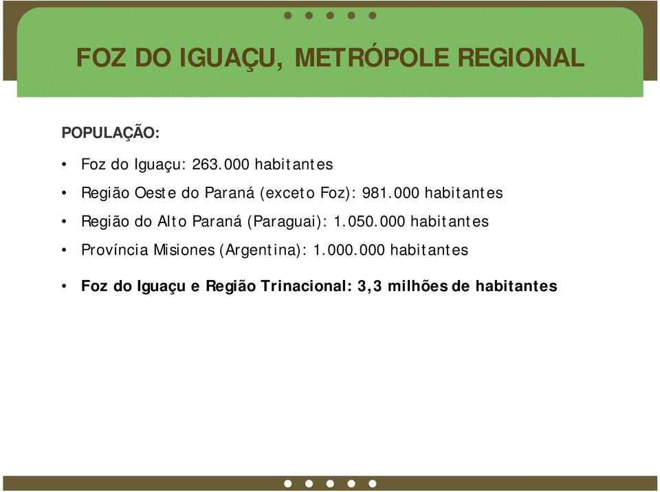 000 habitantes Região do Alto Paraná (Paraguai): 1.050.