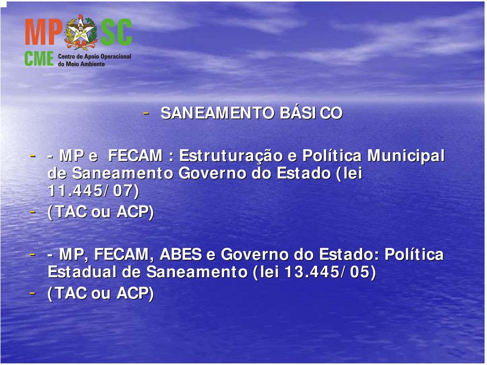445/07) - (TAC ou ACP) - - MP, FECAM, ABES e Governo do