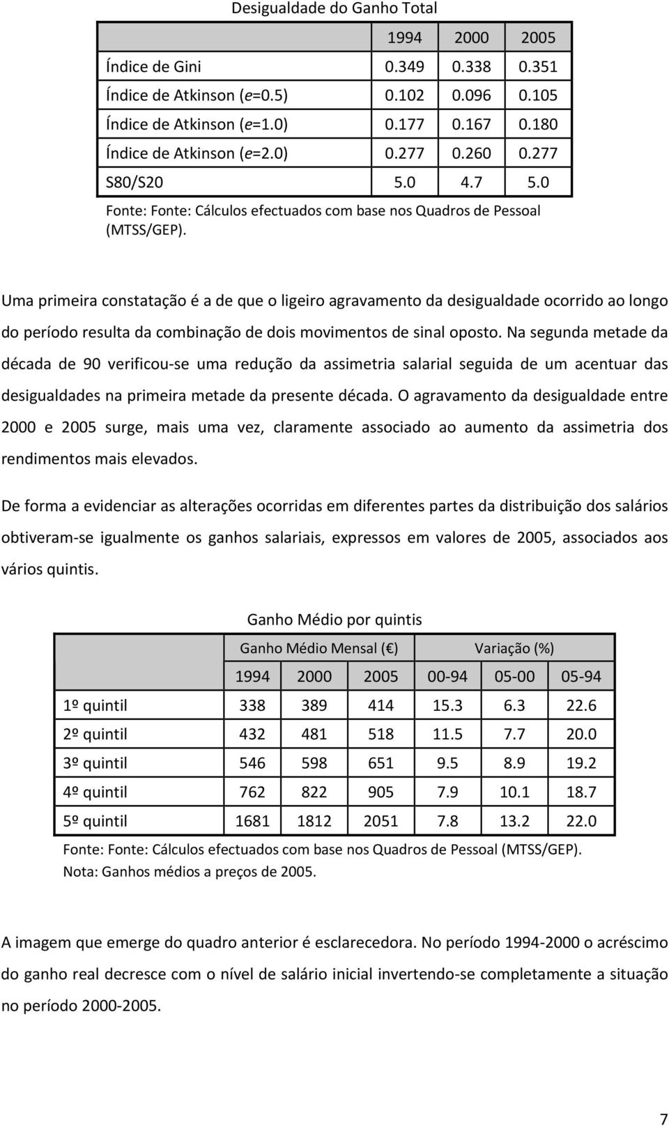 Uma primeira constatação é a de que o ligeiro agravamento da desigualdade ocorrido ao longo do período resulta da combinação de dois movimentos de sinal oposto.