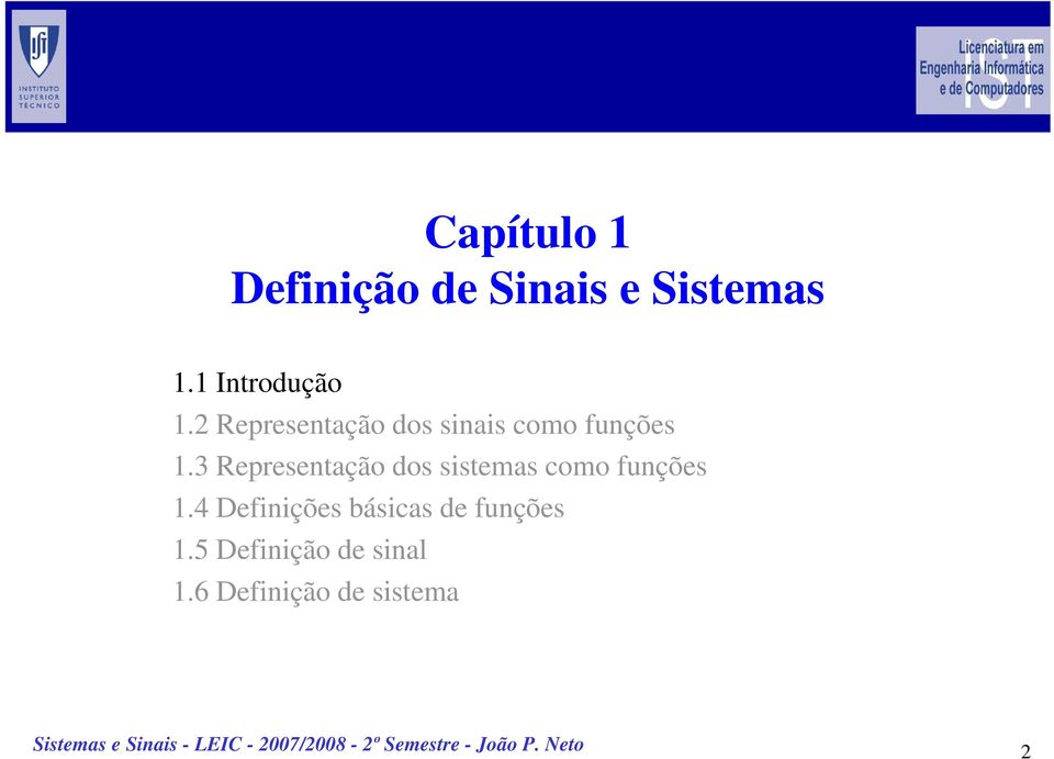 3 Representação dos sistemas como funções 1.