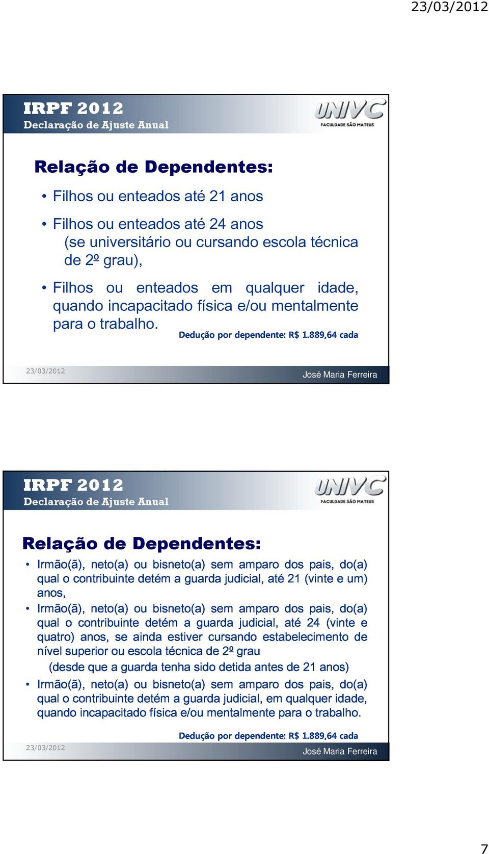 Irmão(ã),neto(a)oubisneto(a)semamparodospais,do(a) IRPF qualocontribuintedetémaguardajudicial,até21(vinteeum) 2012 Declaração Irmão(ã),neto(a)oubisneto(a)semamparodospais,do(a)