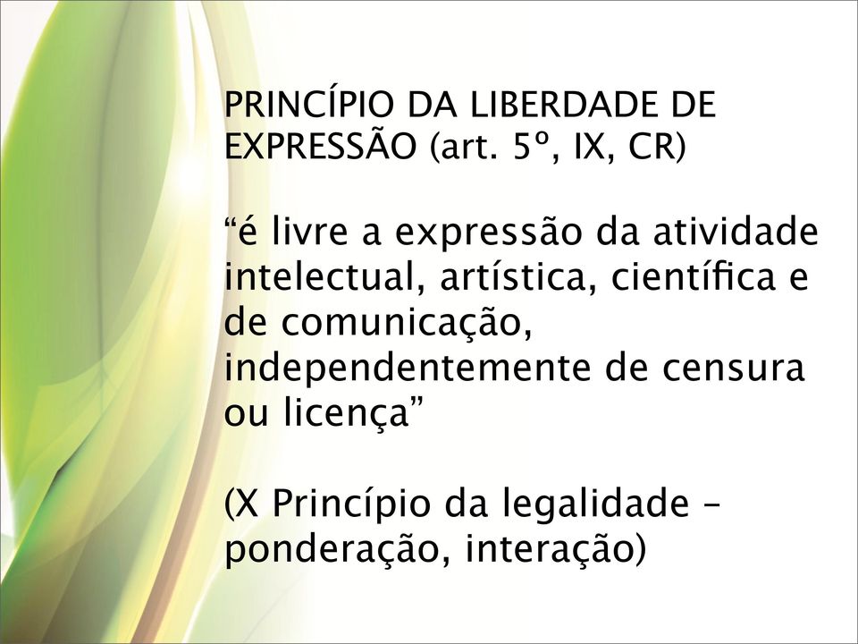 artística, científica e de comunicação, independentemente