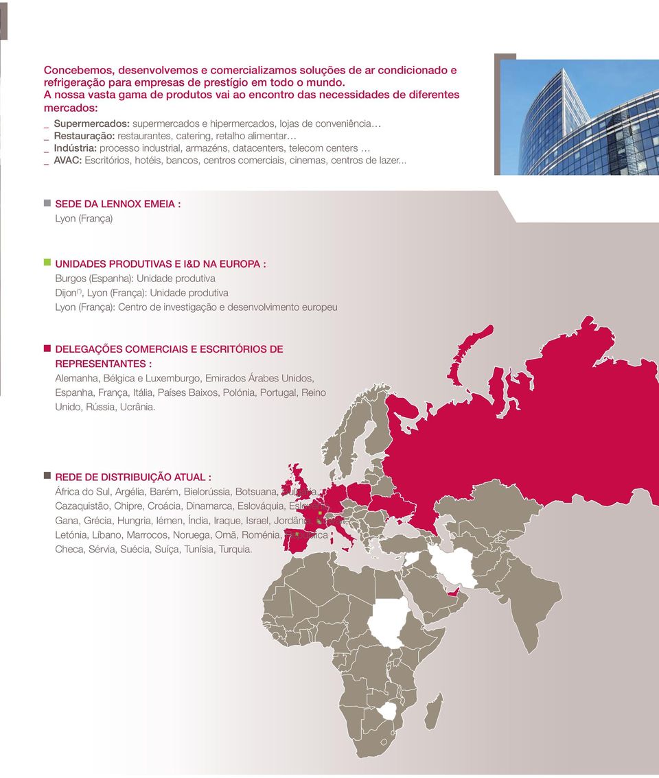 retalho alimentar _ Indústria: processo industrial, armazéns, datacenters, telecom centers _ AVAC: Escritórios, hotéis, bancos, centros comerciais, cinemas, centros de lazer.