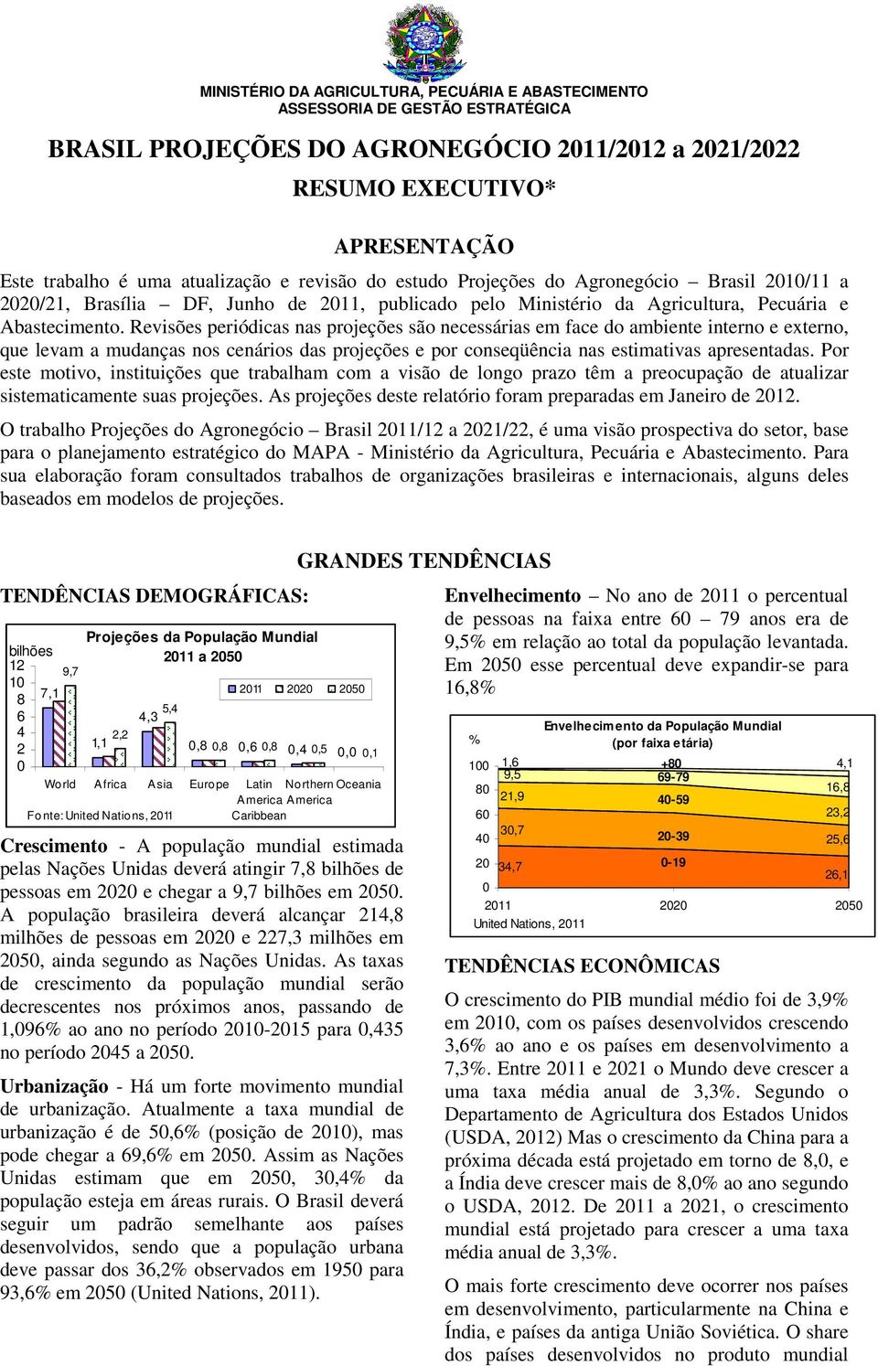 Revisões periódicas nas projeções são necessárias em face do ambiente interno e externo, que levam a mudanças nos cenários das projeções e por conseqüência nas estimativas apresentadas.