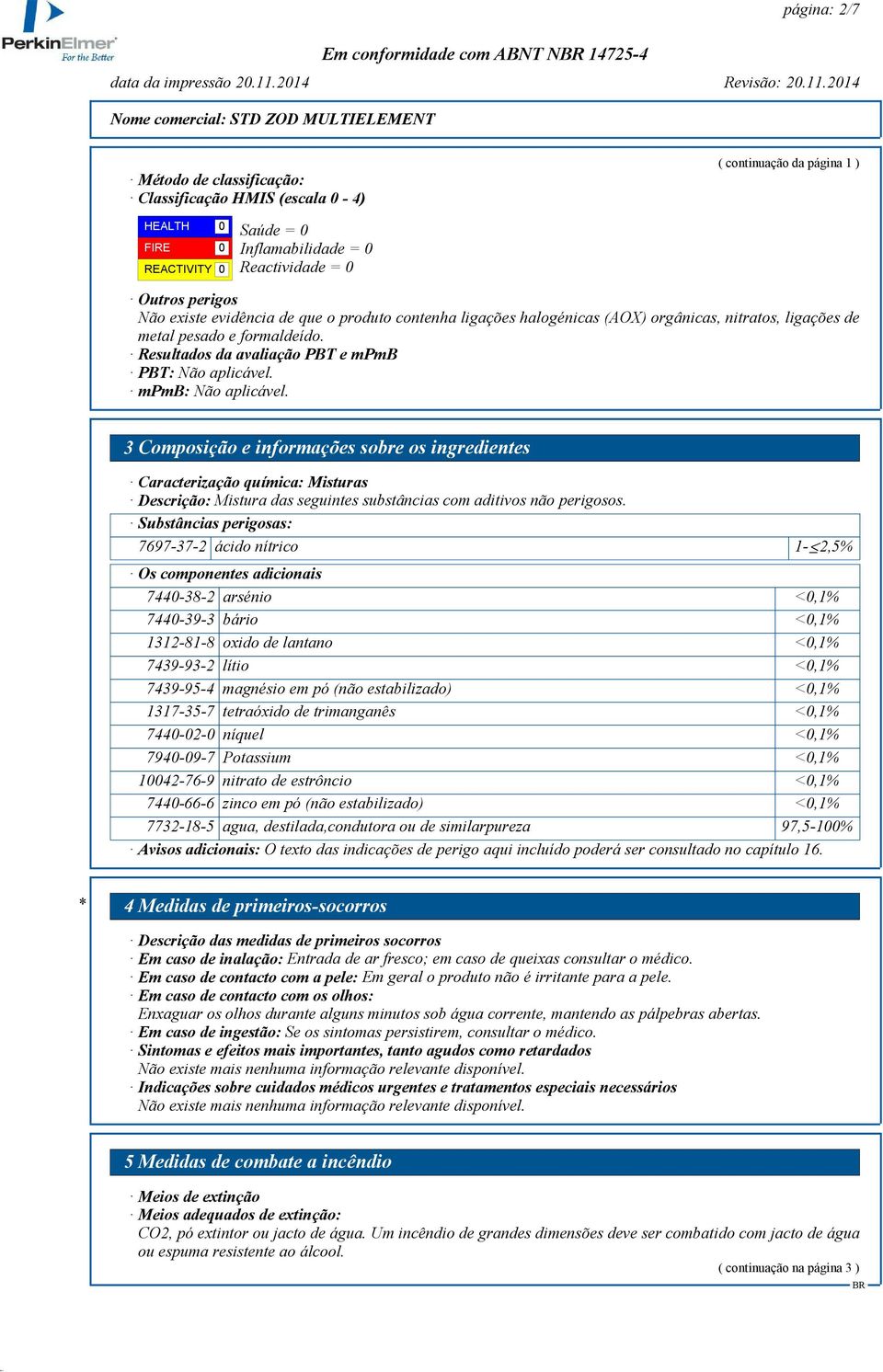 Resultados da avaliação PBT e mpmb PBT: Não aplicável. mpmb: Não aplicável.