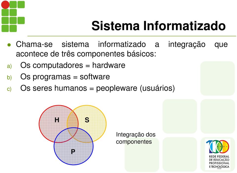 computadores = hardware b) Os programas = software c) Os