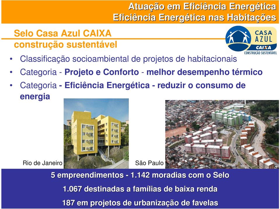 desempenho térmico Categoria - Eficiência Energética - reduzir o consumo de energia Rio de Janeiro São Paulo 5