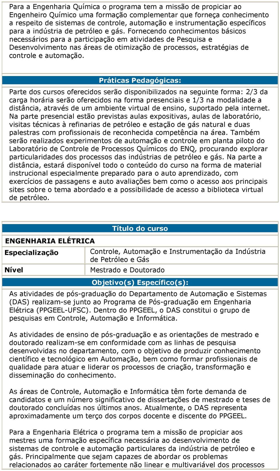 Fornecendo conhecimentos básicos necessários para a participação em atividades de Pesquisa e Desenvolvimento nas áreas de otimização de processos, estratégias de controle e automação.