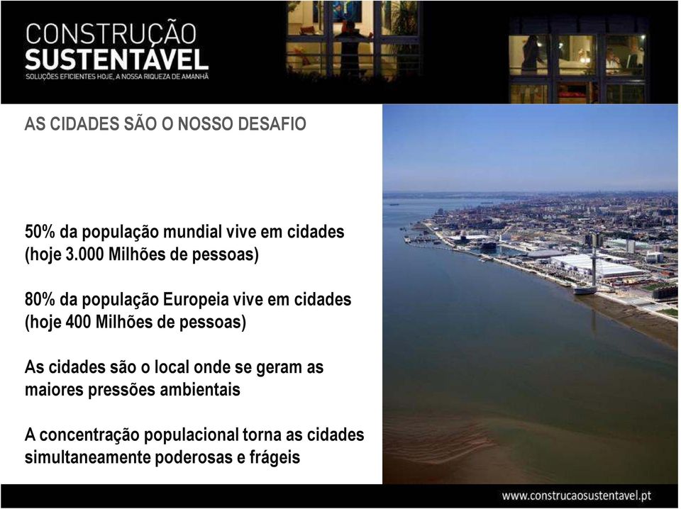 Milhões de pessoas) As cidades são o local onde se geram as maiores pressões