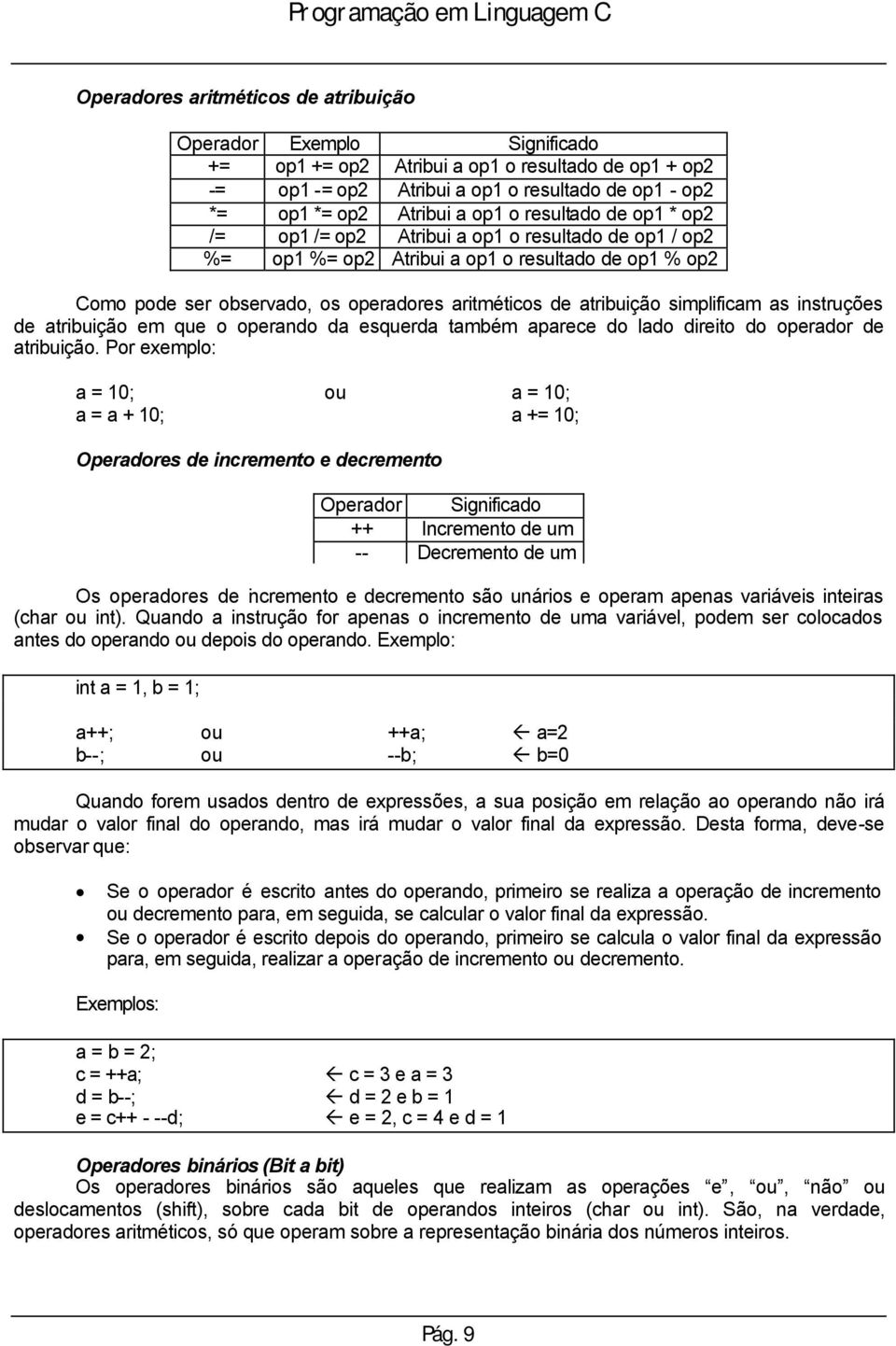 simplificam as instruções de atribuição em que o operando da esquerda também aparece do lado direito do operador de atribuição.