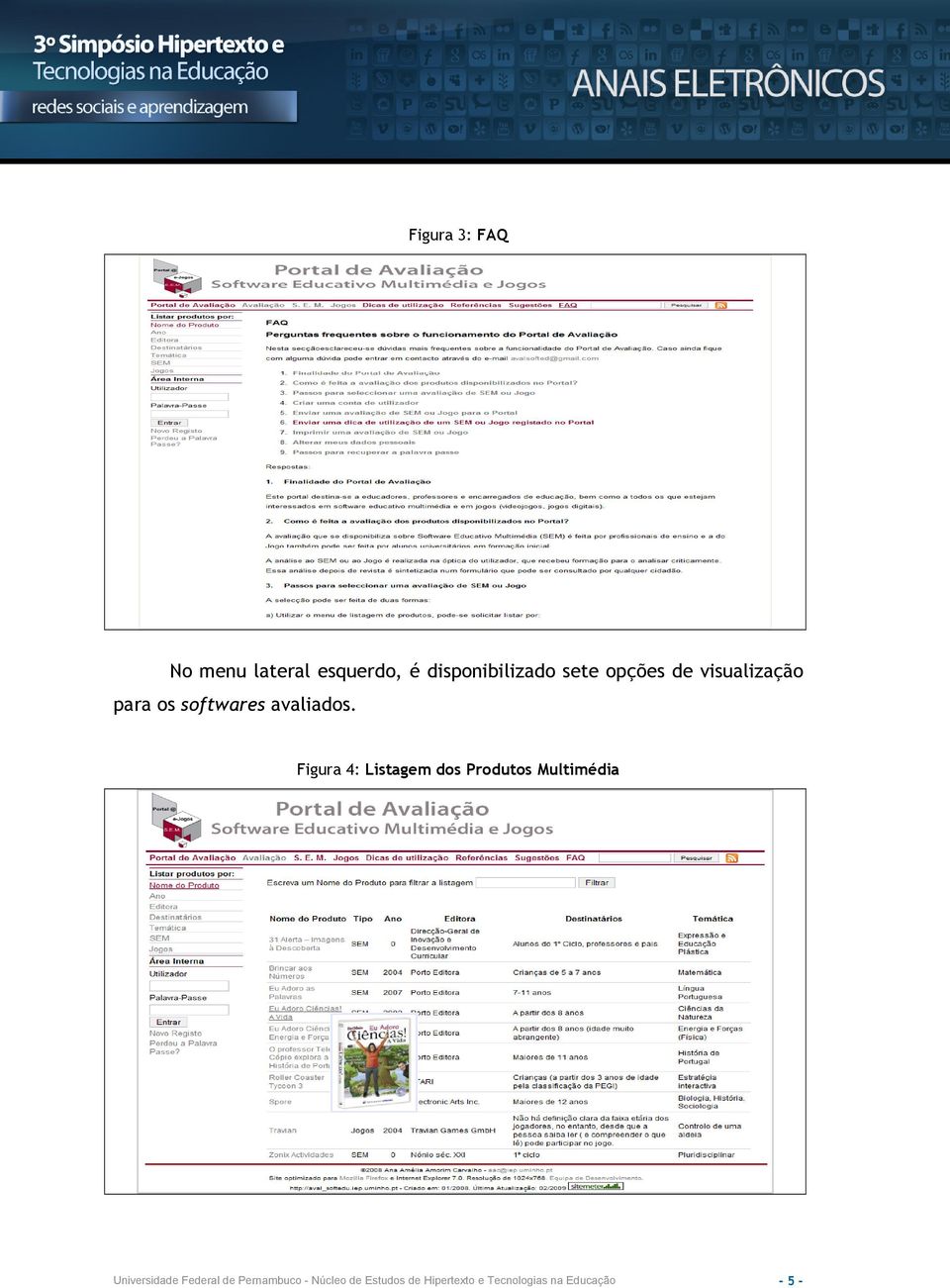 Figura 4: Listagem dos Produtos Multimédia Universidade Federal
