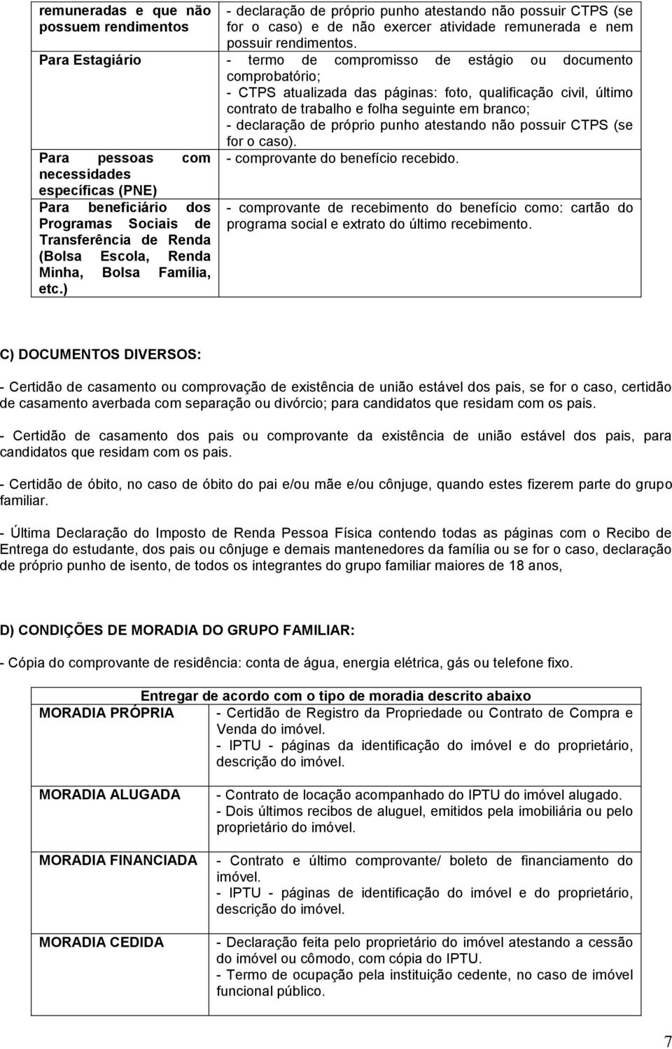 declaração de próprio punho atestando não possuir CTPS (se for o caso).