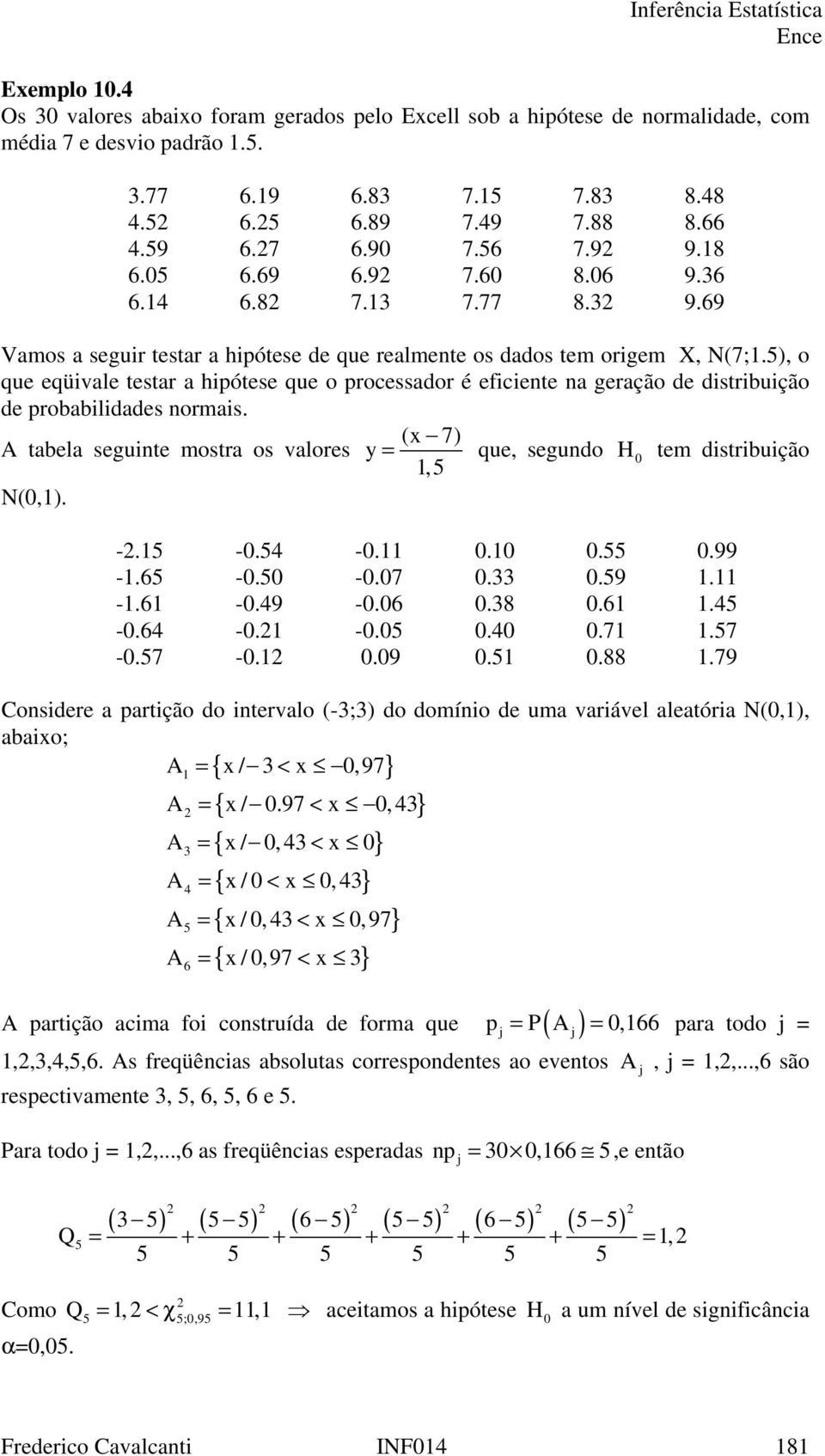 5), o que eqüivale testar a hiótese que o rocessador é eficiente na geração de distribuição de robabilidades normais.