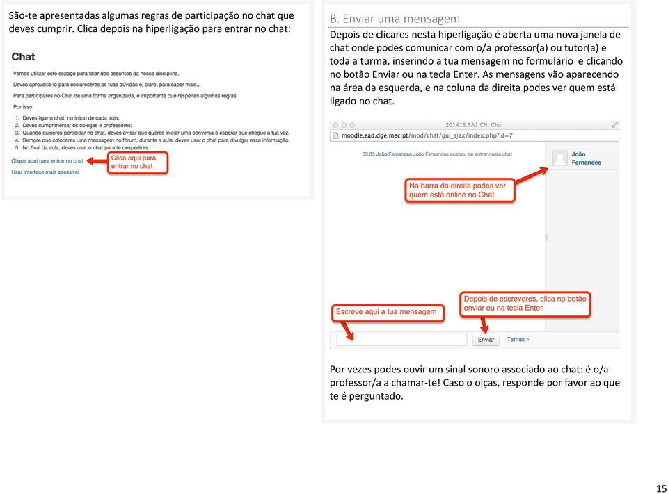 turma, inserindo a tua mensagem no formulário e clicando no botão Enviar ou na tecla Enter.