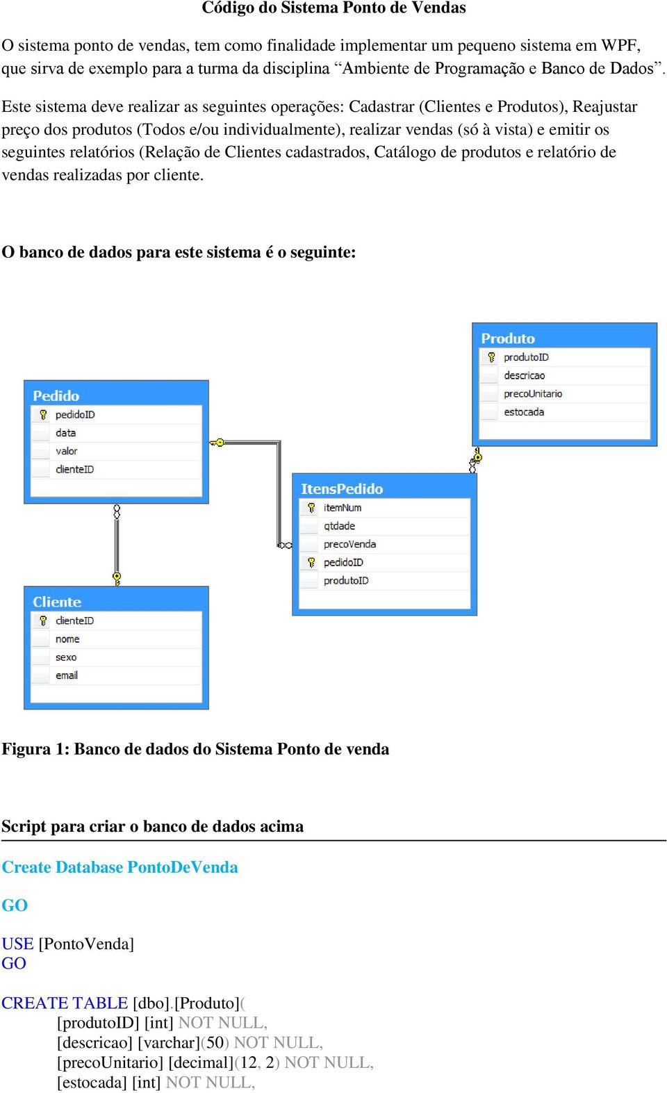 Este sistema deve realizar as seguintes operações: Cadastrar (Clientes e Produtos), Reajustar preço dos produtos (Todos e/ou individualmente), realizar vendas (só à vista) e emitir os seguintes